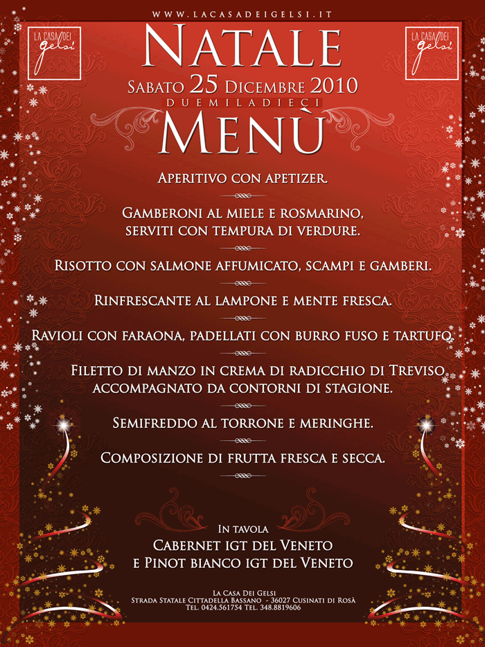 Menu Di Natale In Ristorante.Festeggia Il Natale Con Stile Al Ristorante Dei Gelsi Menu Pranzo Di Natale