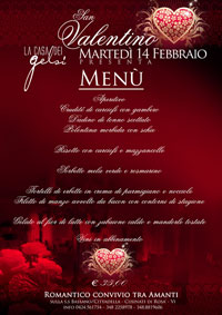 Menu della Cena di San Valentino Bassano