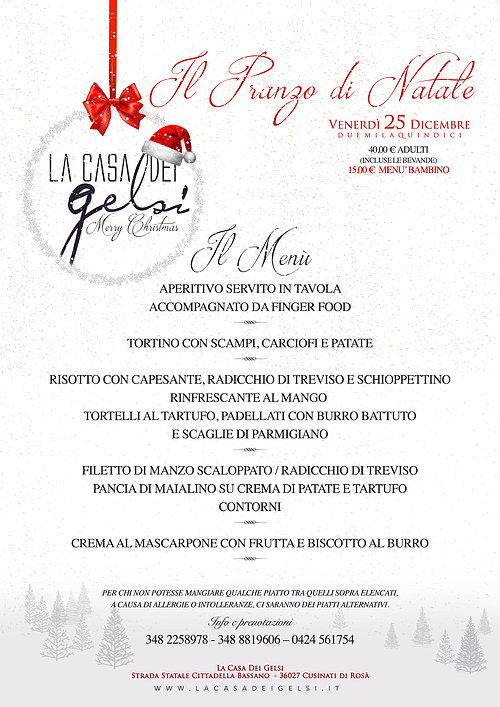 Menu di Natale Pranzo di Natale La Casa dei Gelsi 