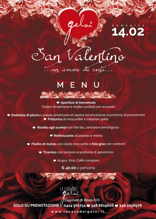 Menu Cena San Valentino 2016 La Casa dei Gelsi Bas