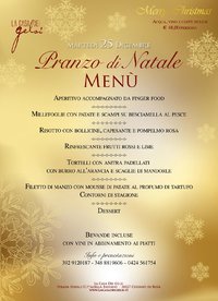 Menu pranzo di Natale 2018 ai Gelsi